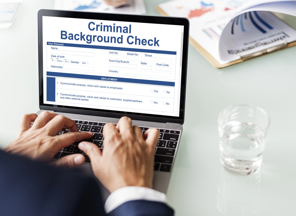 Criminal record check in a computer